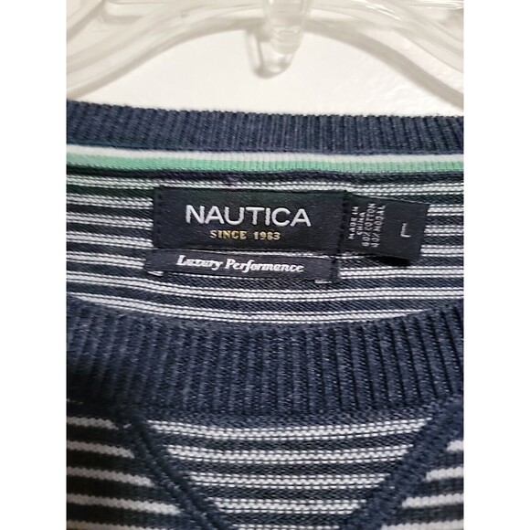 Nautica Luxury Performance MENS CREW NECK SWEATER Blue Cotton Modal Blend Sz L - Picture 3 of 6